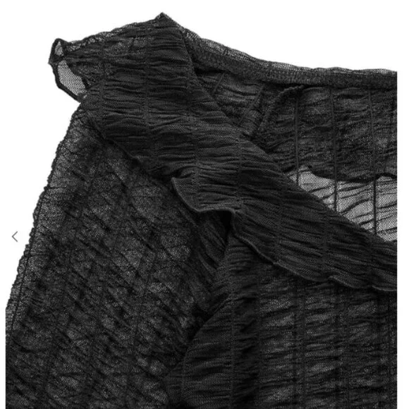 DISTURBIA Whisper gathered black mesh top - Picture 5 of 8